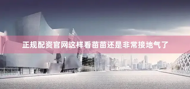 正规配资官网这样看苗苗还是非常接地气了